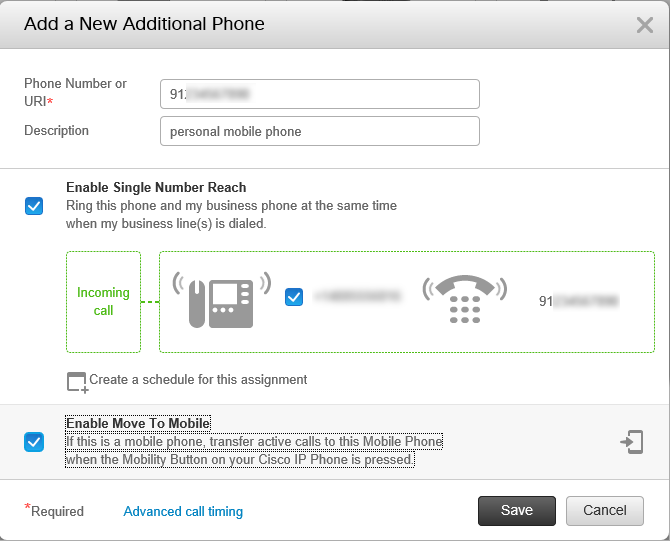 Example screenshot of the Add a New Additional Phone window