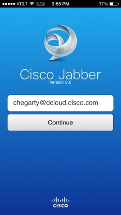 Cisco Jabber login screen